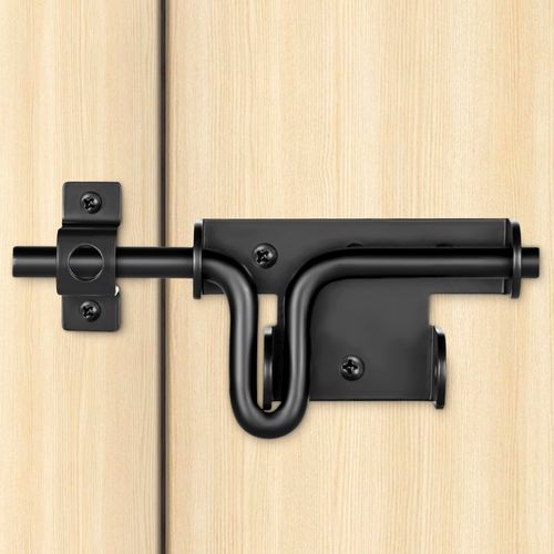 TIBEGOLD Slide Bolt Gate Latch with Padlock Hole, Heavy Duty Fence Sliding Bolt Gate Latch for Wooden Fence, Slide Latches Outdoor Doors for Wood Vinyl Fenc Barn Shed, Black, 3 Pack