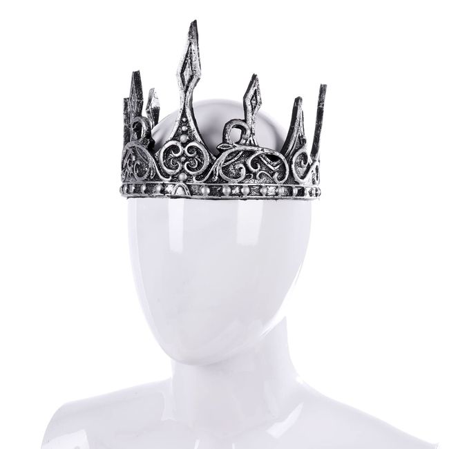 Yilistore Adult Royal King Crown,Ancient Prince Crown for Halloween Cosplay (Silver)