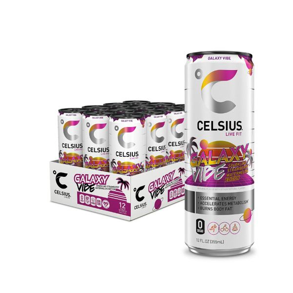 CELSIUS Sparkling Galaxy Vibe, Essential Energy Drink 12 fl oz Can (Pack of 12)