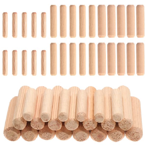 Faankiton 650 Pieces Wooden Dowel Pins 6x30/8x40/10x40 mm, Straight Grooved Wooden Dowel with Bevelled End, Fluted Hardwood Wooden Dowel Pins, Fluted Wooden Dowel for Crafts, Furniture, etc.