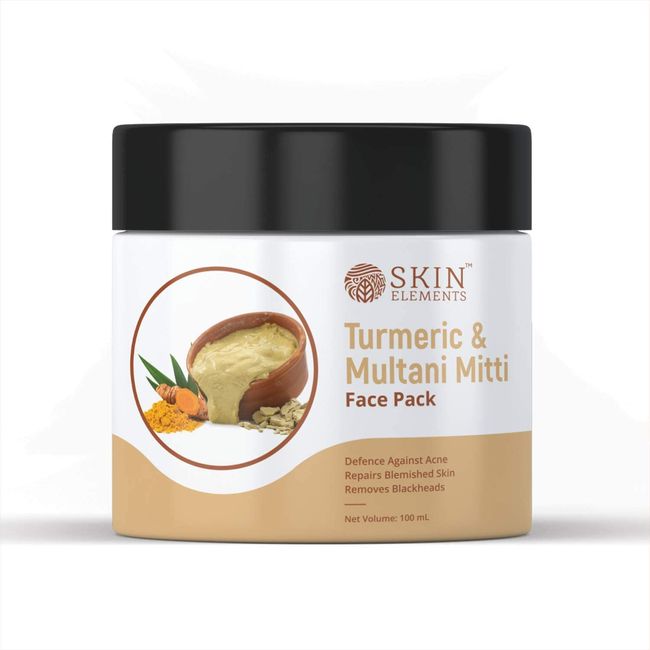 Skin Elements Fuller’s Earth (Multani Mitti) & Turmeric (Haldi) Natural Face Pack for Healthy & Glowing Skin | Reduces Dark Spots, Dull Skin and Controls Excess Oil | 3.38 Fl. Oz