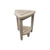 Compact Solid Teak Corner Shower Shaving Bench- Coastal Driftwood Finish Cream Nautical Single Piece