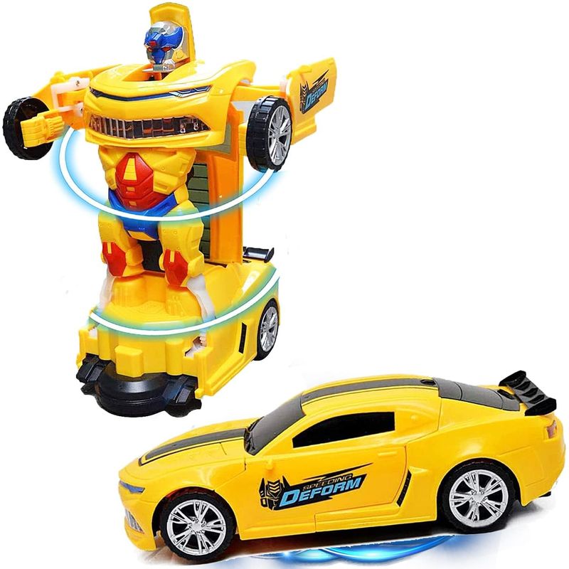 PNJB Kids Bumblebee Robot Toy Bump & Go Car Sounds Flashing LED ...