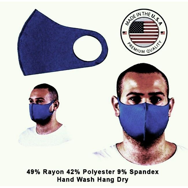 Fabric Face Mask - Universal Unisex - One Size - Navy - Made in USA - Brand New