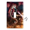GRAPHICS & MORE Fire Breathing Red Dragon Castle Fantasy Plastic Wall Decor Toggle Light Switch Plate Cover