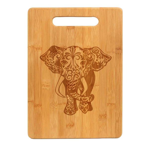Bamboo Wood Cutting Board Fancy Elephant