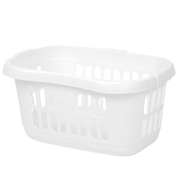 M1SS 60 Litre Ice White Hipster Laundry Basket High Grade Plastic Washing Clothes Linen Storage Bin Tidy Household