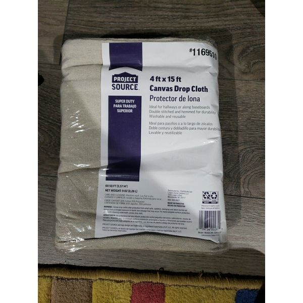 New Project  Source Pro Canvas Drop Cloth 4x15 10oz Washable Covers 60 SQ. FT.
