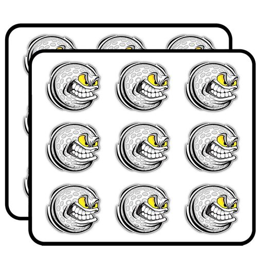 Golf Ball Mean Face Cartoon 2" 18 Pack Planner Calender Scrapbooking Crafting Stickers
