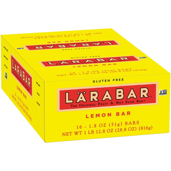 LÄRABAR Gluten Free Bar, Lemon Bar, 1.8 oz Bars (16 Count), Whole Food Gluten Free Bars, Dairy Free Snacks