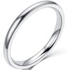 JUDE 2mm Stainless Stainless Steel Plain Stackable Wedding Band Ring (Silver, N)