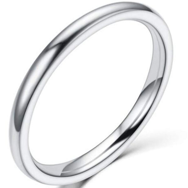JUDE 2mm Stainless Stainless Steel Plain Stackable Wedding Band Ring (Silver, N)