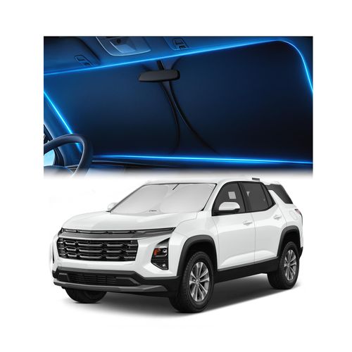 Windshield Sunshade for Chevrolet Equinox 2018-2023, 2024, 2025, 2026 – No-Light-Pass Technology, Mirror Cut-Out, Blocks 99% UV Rays – Fade-Resistant, Easy-Fold Chevy Equinox Windshield Sun Shade