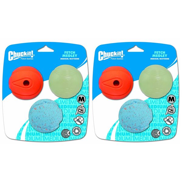 Chuckit! Fetch Medley Balls Medium 6-Pack (2 Packages of 3)