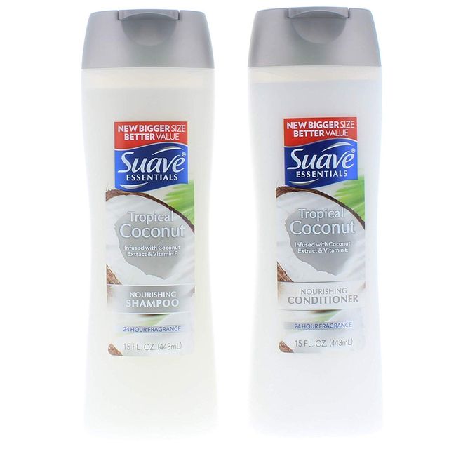 Suave Essentials Tropical Coconut Shampoo and Conditioner 15 Fl. Oz.