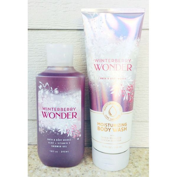 2 Bath & Body Works WINTERBERRY WONDER Moisturizing Body Wash + Shower Gel SET