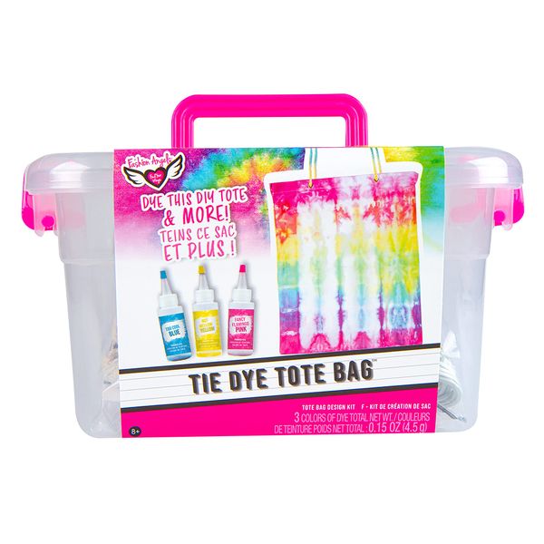 Fashion Angels Tie Dye Kit- Tote Bag Tie Dye Set (12639), Includes Storage Bin, Non Toxic Dyes, Complete Set with Tote Bag, Gloves, Elastic Bands, and Storage Bin, for Kids Ages 8 and Up