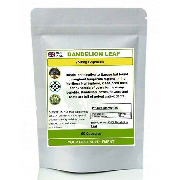 Dandelion Leaf Capsules 750mg Antioxidant,Digestion aid,Liver Support 90