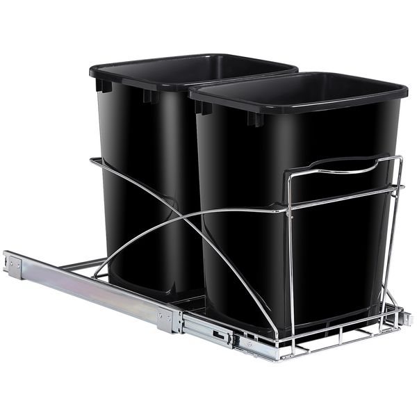 Double Pull Out Trash Garbage Can Sliding Kitchen Waste Container Durable