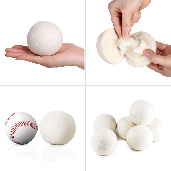 himsyuden Drying Balls for Dryers, Set of 6, Dryer Balls, 2.4 inches (6 cm), Wool Balls, Dehumidifying Balls, Washing Balls, Drying Clothes, Drying Balls, Rainy Season, Fabric Softener for Drying