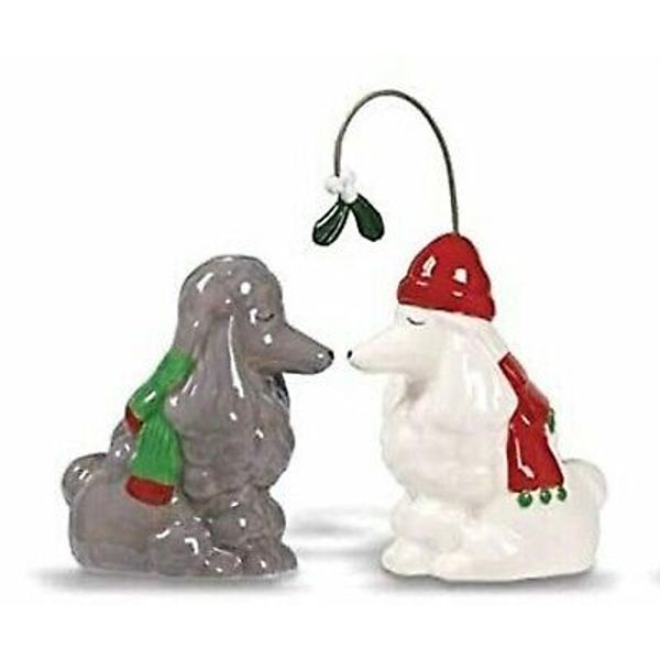 Poodles Mistletoe Pets Ceramic Salt and Pepper Shakers Grassland Roads