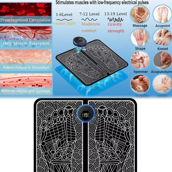 19-Level EMS Electric Muscle Stimulator Mat Foot Massager Pad Blood Circulation