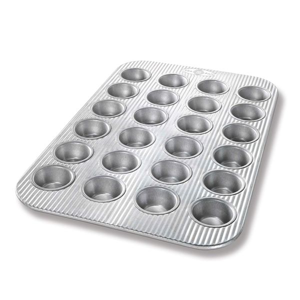 USA Pan Bakeware Mini Cupcake and Muffin Pan, Nonstick Quick Release Coating, 24-Well, Aluminized Steel