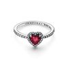 Pandora Timeless Sterling Silver Heart Ring with Cherry Red Anniversary Crystal and Clear Cubic Zirconia, Sterling Silver, Cubic Zirconia