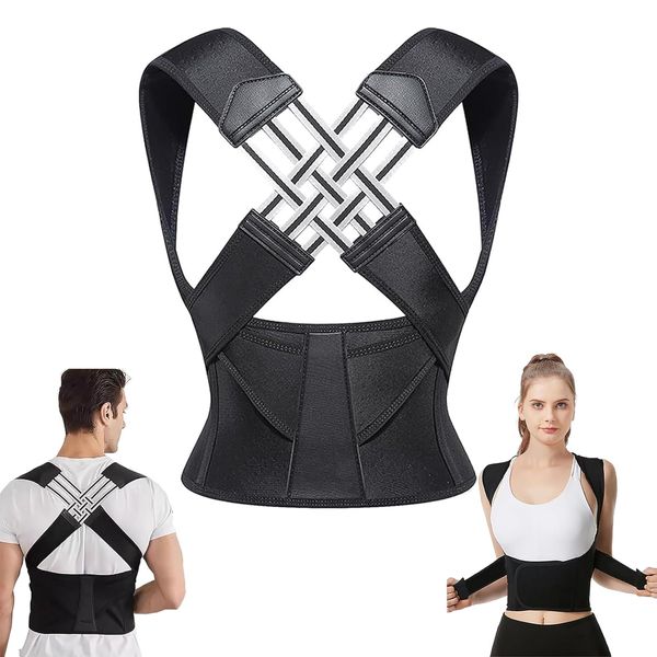 COLEESON Posture Corrector for Men and Women, Comfortable Upper Back Brace, Adjustable Back Straightener Support for Shoulder, Neck and Back