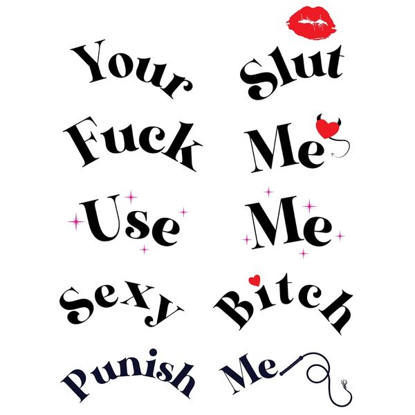 Kink Ink - 5 Sexy Kinky Chest Breast Temporary Tattoos for Women, Waterproof Fake Tattoo Stickers