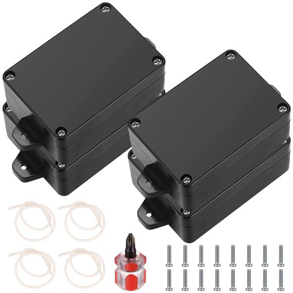 4 Pcs IP65 Waterproof Electronics Project Boxes, Electrical Project Boxes Enclosure Case, Outdoor Cable Connection Junction Box with Fixed Ear, Junction Project Box, with Screwdriver - Black