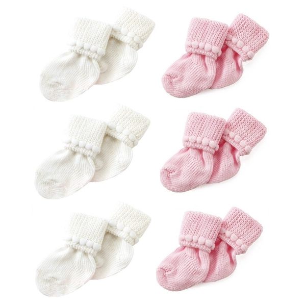 Nurses Choice Pink & White Newborn Baby Socks Includes 6 Pairs of Cotton Socks