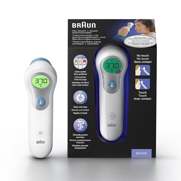 Braun Sensian 5 Forehead non-contact thermometer - Positioning Guidance - Colour-Coded Digital Display - 2 second measurement - Baby and Child Friendly - #1 Brand among doctors(1) - BNT300