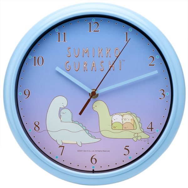 ALIAS WC21048SXSG Sumikko Gurashi Wall Clock, Tokage to Mom, Analog, Silent, Continuous Second Hand, Blue