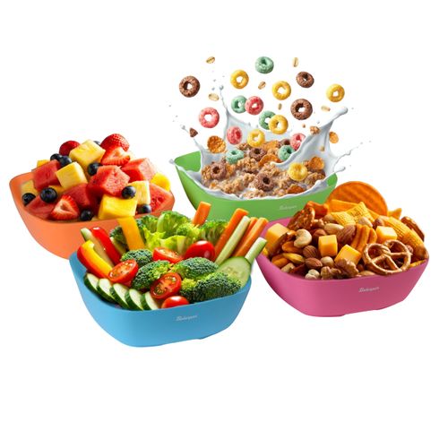 Bakerpan Silicone Bowls for Babies, Toddlers Bowls, Camping Bowls, Travel Bowls - Set of 4 (Multi)