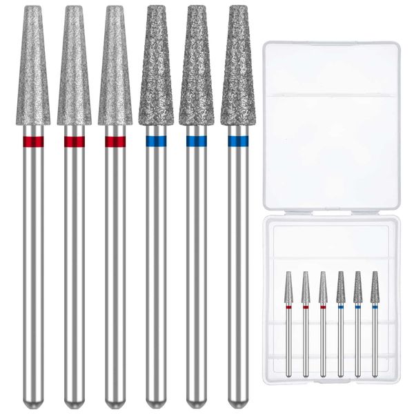 Difenni Nail Drill Bits Cuticle Nail Drill Bit Tapered Shape Cuticle Drill Bits with Storage Case,3/32 Shank Efile Bits for Nail Prep and Manicure Pedicure Tools(Fine&Medium)