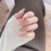 24PCS Seashell Pink Pressed Flower Nuance Mirror Nail Fake Claws