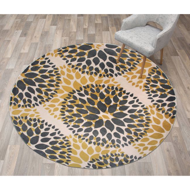 Rugshop Round Rug Modern Floral Circles Carpet Living Room Rugs Round Area Rugs