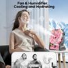 Portable Misting Fan with 12000Mah Rechargeable Battery, RGB Light, Timer & Hook