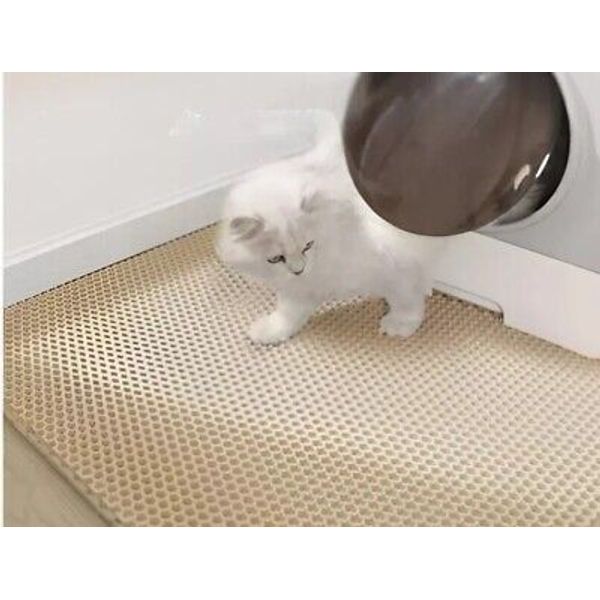 Double-Layer Cat Litter Tray Mat Waterproof Clean Pet Honeycomb Design 40x50cm