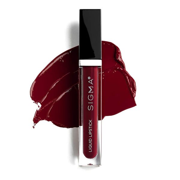 Sigma Beauty Flüssiger Lippenstift – Belladonna – hochpigmentierte Lippenfarbe – kein Federn, kein Lippenstift erforderlich – matter Lippenstift mit Satin-Finish – vegan, tierversuchsfrei – Merlot