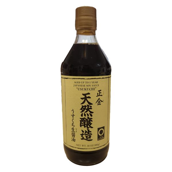 Usukuchi Soy Sauce Aged 1 Year, 18oz (532ml), Japanese Soy Sauce Fermented in Wooden Barrels, Traditionally Brewed