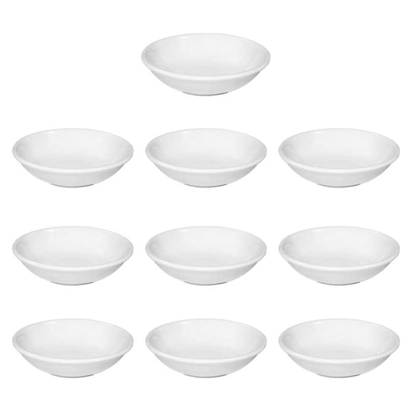 ZSRronngker 10 Pcs Dipping Sauce Dishes Round Soy Sauce Dipping Bowls Cream White Dishes for Ketchup BBQ Sauce or Seasoning