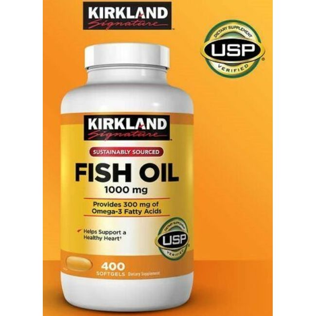 Kirkland Signature Omega-3 Fish Oil 1000 mg 400 ct softgels vitamin supplement