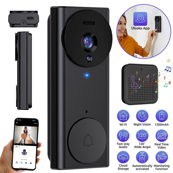 Smart WiFi Wireless Video Doorbell Phone Security Camera Door Bell Ring Intercom