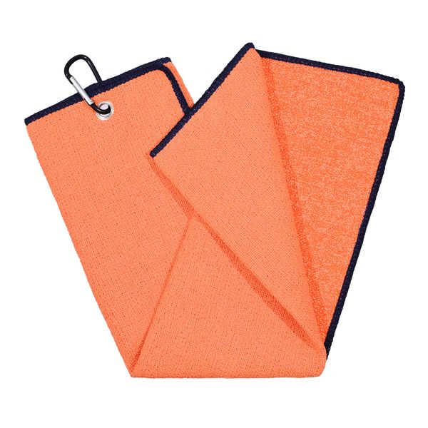 Mile High Life | Tri-fold Microfiber Golf Towel | Innovative Dual Side Design w/Dirt Scrub Side and Soft Cleaning Side | Light Weight | Excellent Water Absorbance | Please Watch Video (Orange)