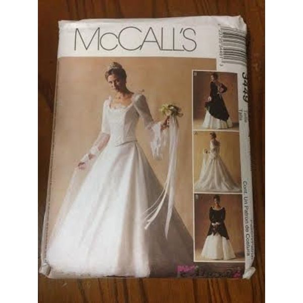 McCall's 3449 Sewing Pattern, Misses' Bridal Gown and Bridesmaid Dress, Size A (6-8-10)