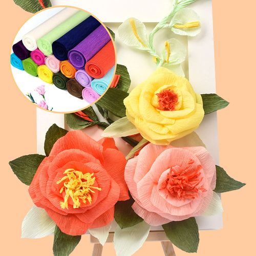 Crepe Paper, 10 Colors Packing Crepe Paper Rolls, 50X100CM Florist Crepe Paper for Crepe Paper Flowers Gift Wrapping Floral Artwork Malleable High Elasticity (10 Sheets)