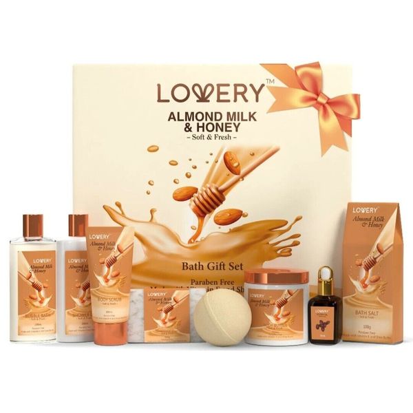 Bath Gift Set - Almond Milk and Honey Spa Kit - Birthday Gift