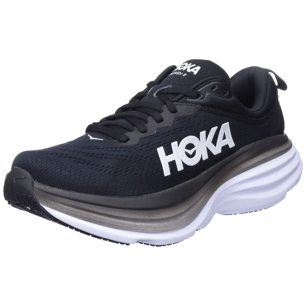 HOKA ONE ONE Women's Running Shoes, Black/White, 8.5 B (Medium)